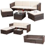 Lounge garden set, polyrattan, canapé avec table en