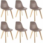 Melya - Lot de 6 Chaises Scandinaves Taupe - Taupe