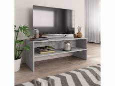 Meuble tv de qualité gris béton 100 x 40 x 40 cm