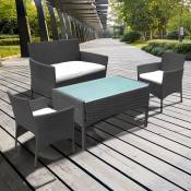 Meubles de jardin Lounge Set Garniture Relax-Lounge Canapé Balcon Groupe de sièges Table Verre