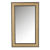 Miroir rectangulaire 180x110cm en bois noir et cannage