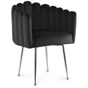 Mobilier Deco - calista - Chaise fauteuil en velours noir et pieds argentés - Noir