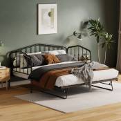 Modernluxe - Canapé lit 90x200cm avec un lit gigogne - en métal- Noir