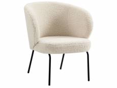 Nordlys - fauteuil de salon design scandinave moderne pieds metal laine blanc