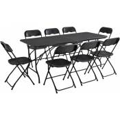 Oviala - Ensemble table et chaises pliantes noir - Noir