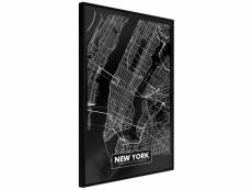 Paris prix - affiche murale encadrée "city map new york dark" 20 x 30 cm noir