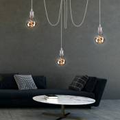 Pendule Plafond Lampe Suspendue Luminaire Acier Mat Câble Textile Éclairage Salon