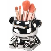 Porte-crayons en forme d'ours, tasse d'organisateur de pinceaux de maquillage décoratifs en porcelaine, pots de fleurs succulents blancs, joli