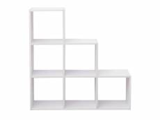 Rebecca mobili etagère bibliothèque blanc bois 6 niveaux salon 97,5x97,5x29 cm