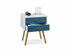 Relaxdays 10020346 commode rétro style design nordique scandinave 2 tiroirs armoire blanc turquoise hxlxp: 58 x 41 x 48 cm, laqué mat blanc bambou 41x