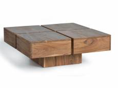 Table basse en bois d'acacia coloris naturel - longueur 80 x profondeur 80 x hauteur 30 cm