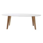 Table basse ovale scandinave blanc et bois clair chêne L120 cm ekka - Blanc