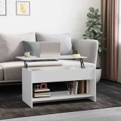Table basse Table d'appoint pour Salon Chambre - Blanc 102x50x52,5 cm Bois d'ingénierie BV465532