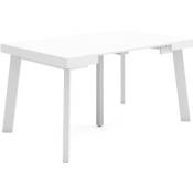 Table console extensible, Console meuble, 140, Pour 6 personnes, Pieds en bois, Style moderne, Blanc - Skraut Home
