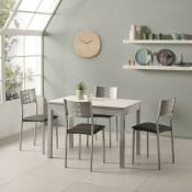 Table de cuisine extensible Atenas, structure et pieds en aluminium, plateau blanc Dimensions : 110 x 70 cm.