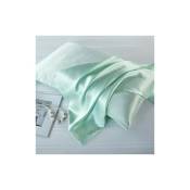 Taie d'oreiller en soie de mûrier naturelle, Soie, vert clair, Standard 50x75cm - blue