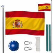 Tectake - Mât de drapeau en Aluminium Réglable en hauteur par système d'emboîtement - Espagne