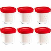 Tefal 6 pots en verre 140 ml, Compatibles avec les yaourtières Délices et Multi Délices, Couvercle hermétique en plastique rouge, Yaourts, Flans maiso