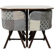 The Home Deco Factory - Ensemble table carrée et 4 chaises encastrables Patchwork - Gris
