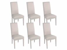 Torino - lot de 6 chaises simili gris clair et pieds laqués