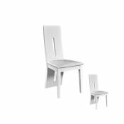 Tousmesmeubles Duo de chaises Simili Cuir Blanc - FILY