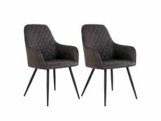 Viby - lot de 2 fauteuils microfibre gris et piétement acier noir