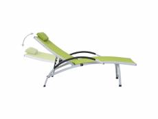 Vidaxl chaise longue aluminium textilène vert