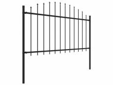 Vidaxl clôture de jardin à dessus en lance acier (1,25-1,5)x11,9m noir 277736