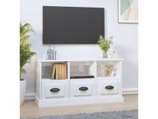 Vidaxl meuble tv blanc brillant 100x35x50 cm bois d'ingénierie