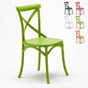 Ahd Amazing Home Design - Chaise de cuisine bar et restaurant en polypropylène Vintage Paesana Cross design Couleur: Vert