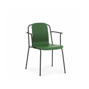 Chaise avec accoudoirs vert structure noire Studio