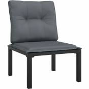 Chaise de jardin avec coussins noir/gris résine tressée