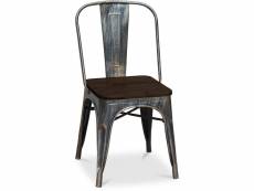 Chaise de salle à manger - design industriel - bois et acier - stylix bronze métallisé