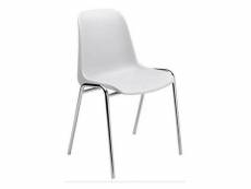 Chaise empilable moderne en métal et polypropylène, pour salle à manger, cuisine ou salon, cm 57x49h78, couleur blanche 8052773121507