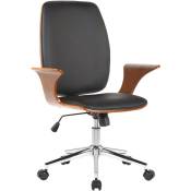 CLP - Chaise de bureau élégante avec inserts en bois et siège en noir