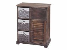 Commode hwc-h21, armoire à tiroirs, tiroir panier en bois massif 80x60x30cm ~ brun miteux