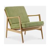 Fauteuil en chêne naturel et assise en velours vert Stefan lounge - 366 concept