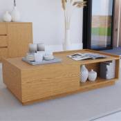 Gabin - Table basse 2 tiroirs en bois couleur chêne