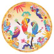 Grande assiette plate mélamine motif perroquet et