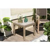 Hans - Table d'appoint de jardin carrée béton 53x53 cm et pieds en bois Acacia - Gris