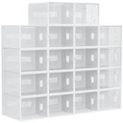 HOMCOM Lot de 18 boites cubes rangement à chaussures meuble modulable avec portes transparentes - dim. 25L x 35l x 19H cm