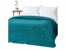 Homescapes couvre-lit matelassé bicolore & réversible en coton - vert & turquoise - 230 x 250 cm SF1112C