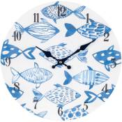 Horloge Poisson Ronde Bleue 34x34x4cm - Décoration
