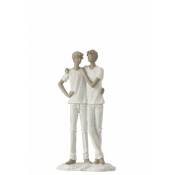 Jolipa - Couple de garçons en résine blanc 14x8x26