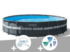 Kit piscine tubulaire Intex Ultra XTR Frame ronde 7,32 x 1,32 m + Kit d'entretien + Kit de traitement au chlore