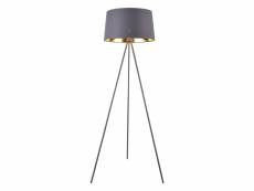 Lampadaire trépied moderne stylé lampe sur pied design e27 métal textile hauteur 150 cm gris doré [lux.pro]
