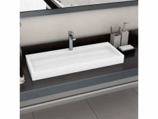 Lavabo à poser lavabo vasque salle de bain | 120x46x11 cm fonte minérale/marbre blanc