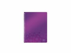 Leitz cahier wow a4 - 5 x 5 - spiralé - couverture pp violet métallisée
