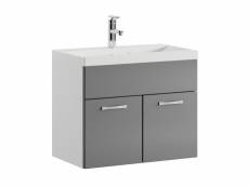 Meuble de salle de bain de montreal 01 60 cm lavabo gris brillant - armoire de rangement meuble lavabo evier meubles