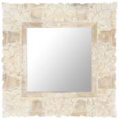 Miroir Blanc 50x50 cm Bois de manguier massif - Vidaxl